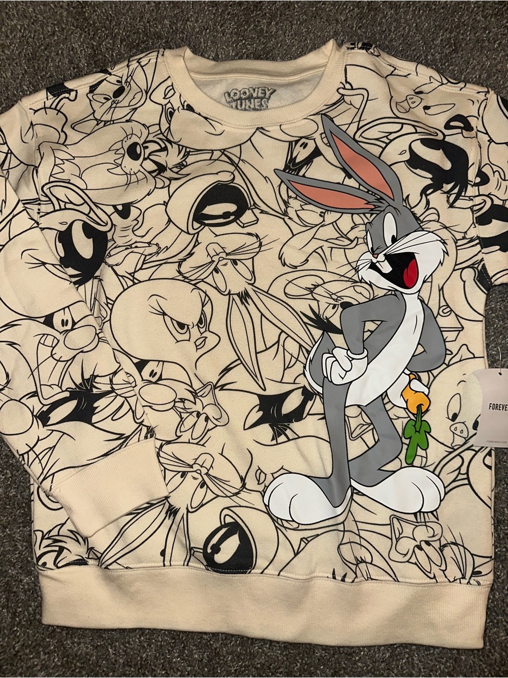 Warner Bros. Cream Kids Sweatshirt with Bugs Bunny Graphic
